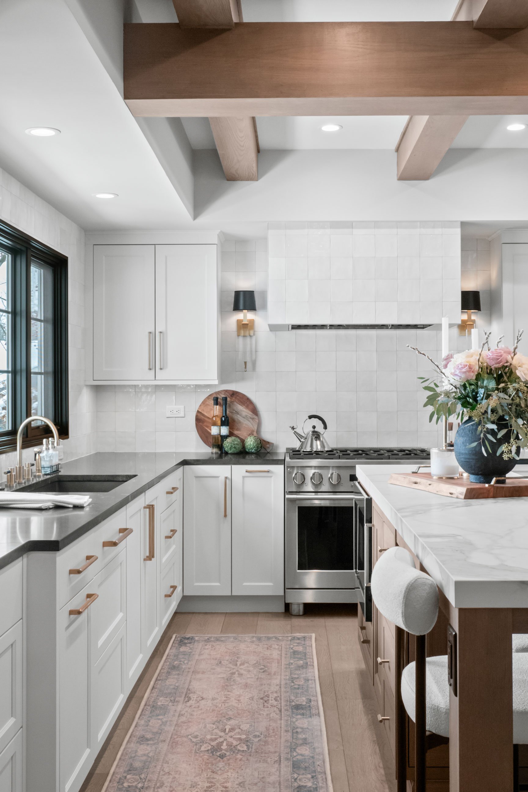 Mix of Inset and Full Overlay Inspira Cabinetry, granite and porcelain tops, and hardwood flooring