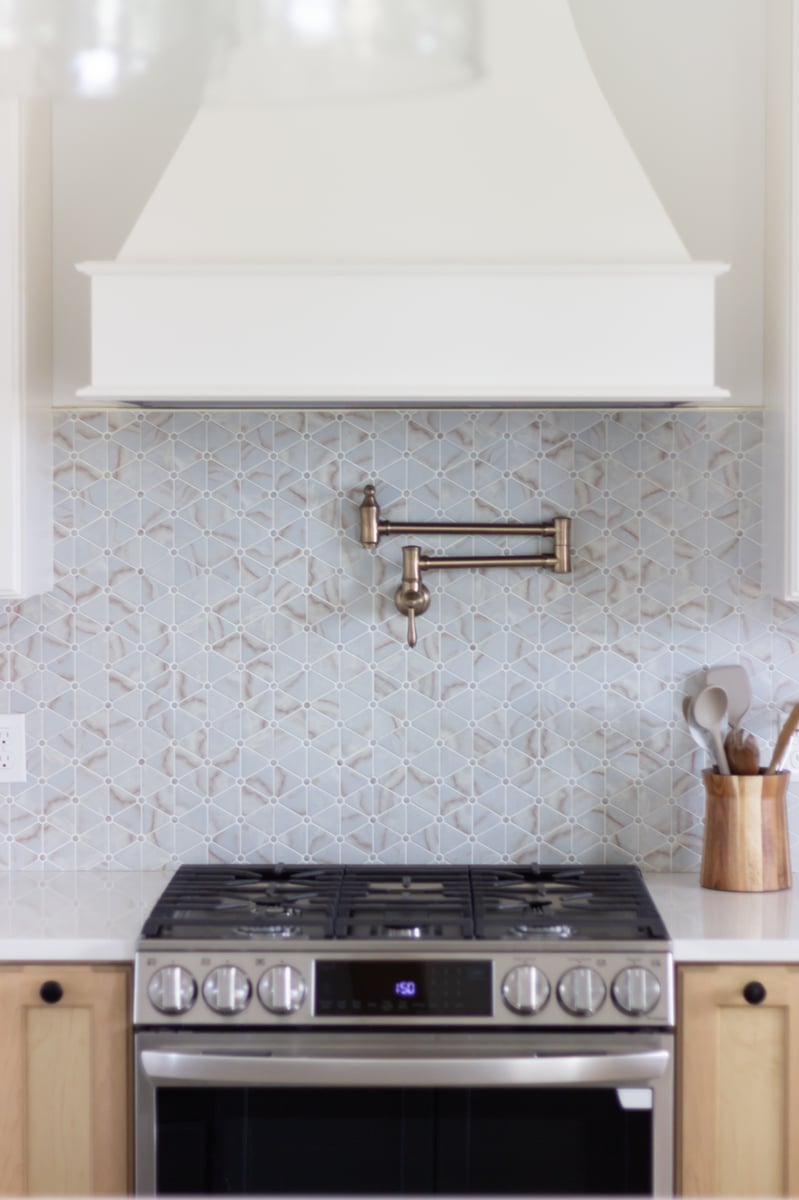 Beautiful range hood, oven, and pot filler