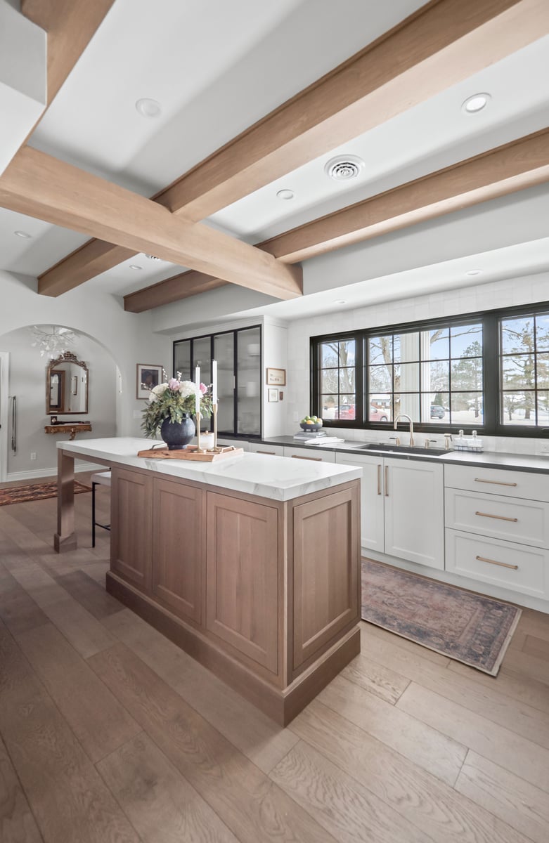 Mix of Inset and Full Overlay Inspira Cabinetry, granite and porcelain tops, and hardwood flooring