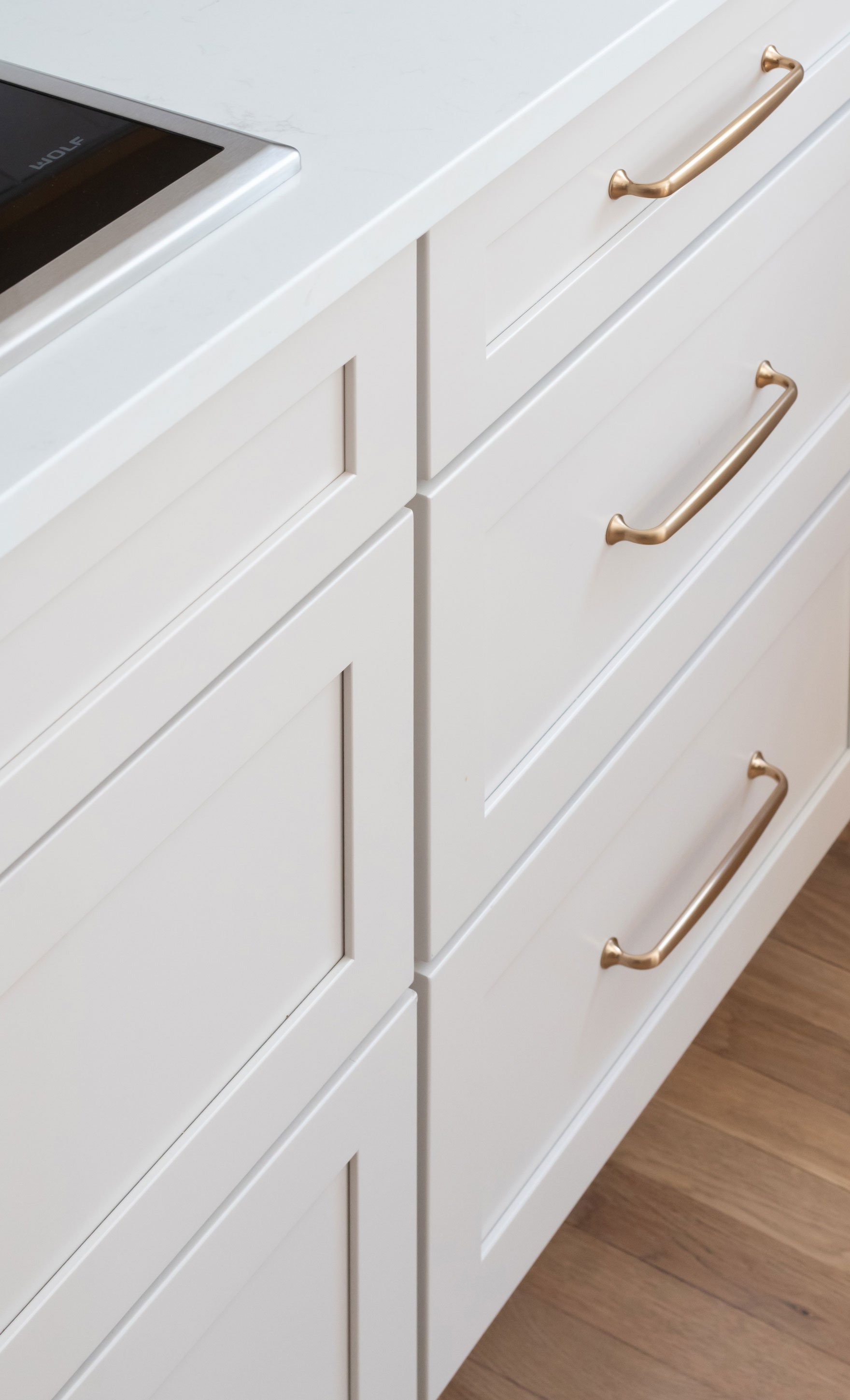 Cabinetry: Merillat Masterpiece Martel Door in Cottage Paint; Countertops: French Lace Quartz